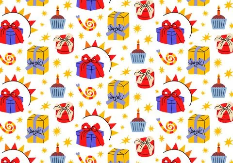 Cute seamless Birthday pattern. Stock Illustration