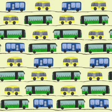 Cute seamless bus pattern Stock Illustration