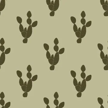 Cute seamless cactus pattern background. Vector illustrations Stock Illustration