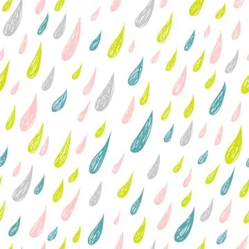 Cute seamless childish texture with colored rains. Stock Illustration