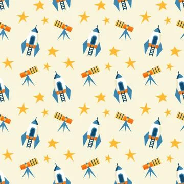 Cute seamless cosmic pattern for kids Illustrazione stock