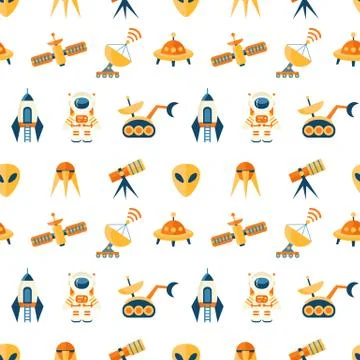 Cute seamless cosmic pattern for kids Stock Illustration