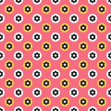 Cute Seamless Daisy Flower Pattern Design Stock Illustration