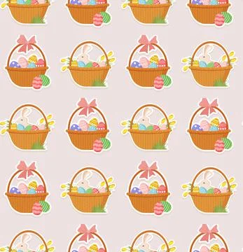 Cute seamless Easter pattern. Vector illustration. Stock Illustration