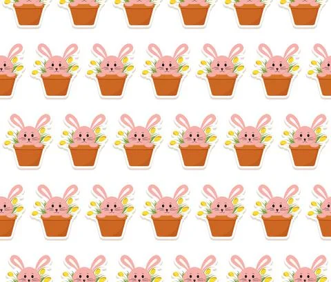 Cute seamless Easter pattern. Vector illustration. Stock Illustration
