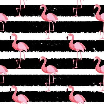 Cute Seamless Flamingo Pattern Vector Illustration Illustrazione stock