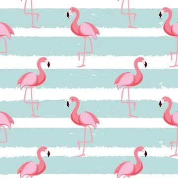 Cute Seamless Flamingo Pattern Vector Illustration Stock Illustration