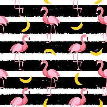 Cute Seamless Flamingo Pattern Vector Illustration 스톡 일러스트
