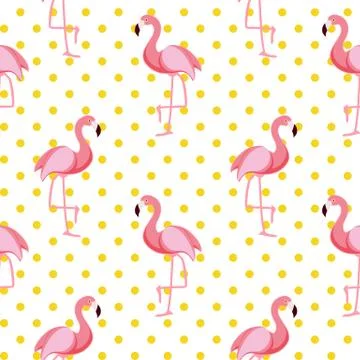 Cute Seamless Flamingo Pattern Vector Illustration Illustrazione stock