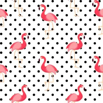 Cute Seamless Flamingo Pattern Vector Illustration 스톡 일러스트