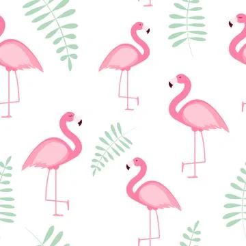 Cute Seamless Flamingo Pattern Vector Illustration 스톡 일러스트