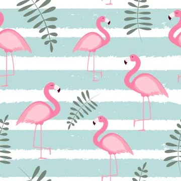 Cute Seamless Flamingo Pattern Vector Illustration 스톡 일러스트