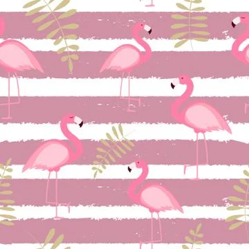 Cute Seamless Flamingo Pattern Vector Illustration 스톡 일러스트