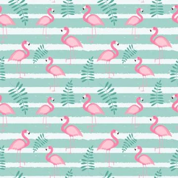 Cute Seamless Flamingo Pattern Vector Illustration 스톡 일러스트