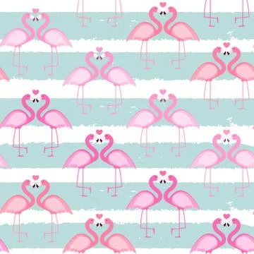 Cute Seamless Flamingo Pattern Vector Illustration Stock Illustration