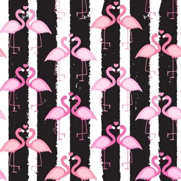 Cute Seamless Flamingo Pattern Vector Illustration Illustrazione stock