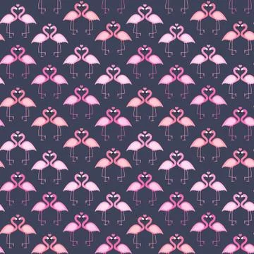 Cute Seamless Flamingo Pattern Vector Illustration Stockillustratie