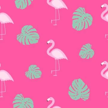 Cute Seamless Flamingo Pattern Vector Illustration 스톡 일러스트