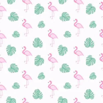 Cute Seamless Flamingo Pattern Vector Illustration 스톡 일러스트