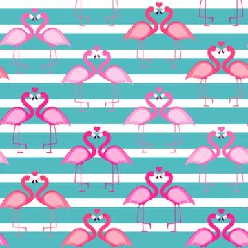 Cute Seamless Flamingo Pattern Vector Illustration 스톡 일러스트