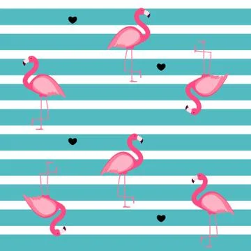 Cute Seamless Flamingo Pattern Vector Illustration Illustrazione stock