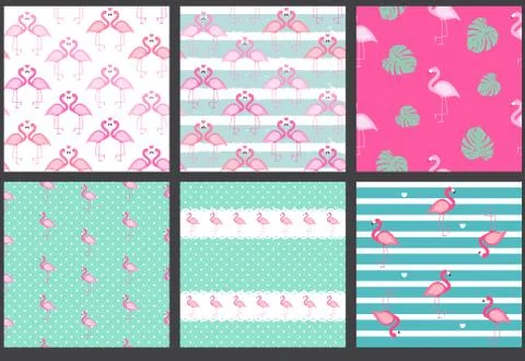 Cute Seamless Flamingo Pattern Vector Illustration イラスト素材