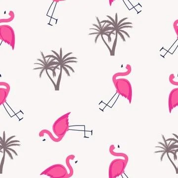 Cute Seamless Flamingo Pattern Vector Illustration Stock Illustration