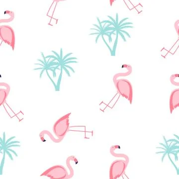 Cute Seamless Flamingo Pattern Vector Illustration 스톡 일러스트