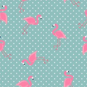 Cute Seamless Flamingo Pattern Vector Illustration 스톡 일러스트