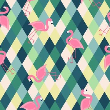 Cute Seamless Flamingo Pattern Vector Illustration Illustrazione stock