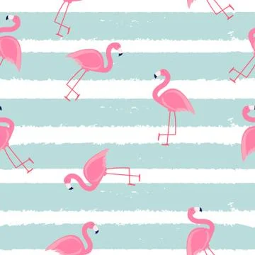 Cute Seamless Flamingo Pattern Vector Illustration 스톡 일러스트