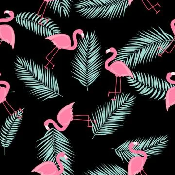 Cute Seamless Flamingo Pattern Vector Illustration 스톡 일러스트