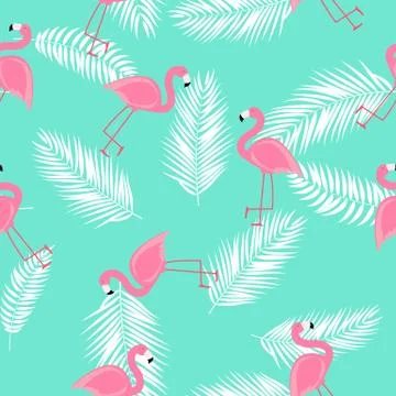 Cute Seamless Flamingo Pattern Vector Illustration Illustrazione stock