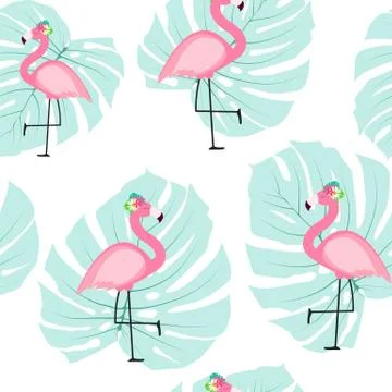 Cute Seamless Flamingo Pattern Vector Illustration Stockillustratie