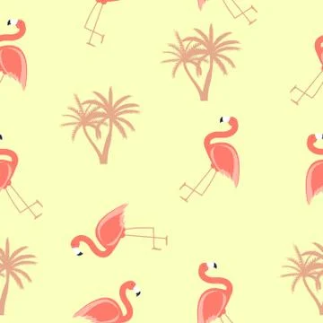 Cute Seamless Flamingo Pattern Vector Illustration 스톡 일러스트