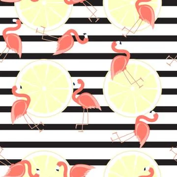 Cute Seamless Flamingo Pattern Vector Illustration イラスト素材