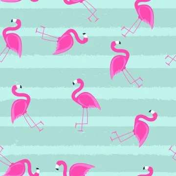 Cute Seamless Flamingo Pattern Vector Illustration Illustrazione stock