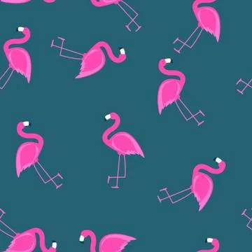 Cute Seamless Flamingo Pattern Vector Illustration 스톡 일러스트