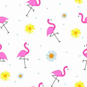 Cute Seamless Flamingo Pattern Vector Illustration Illustrazione stock