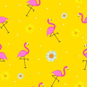 Cute Seamless Flamingo Pattern Vector Illustration 스톡 일러스트