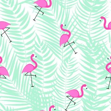 Cute Seamless Flamingo Pattern Vector Illustration Stockillustratie