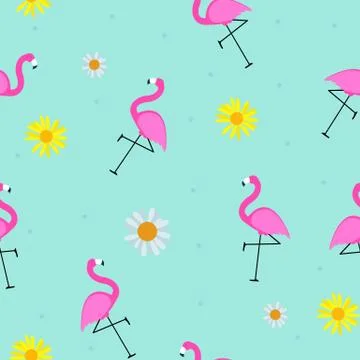 Cute Seamless Flamingo Pattern Vector Illustration 스톡 일러스트