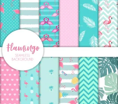 Cute Seamless Flamingo Pattern Vector Illustration 스톡 일러스트