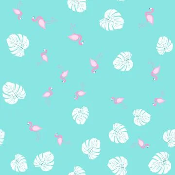 Cute Seamless Flamingo Pattern Vector Illustration 스톡 일러스트