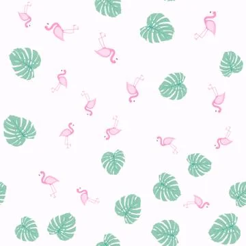 Cute Seamless Flamingo Pattern Vector Illustration イラスト素材
