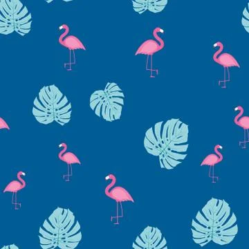 Cute Seamless Flamingo Pattern Vector Illustration 스톡 일러스트