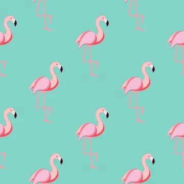 Cute Seamless Flamingo Pattern Vector Illustration Illustrazione stock