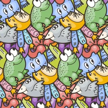 Cute seamless forest pattern with mushrooms. Nice for prints, design, colorin Illustrazione stock