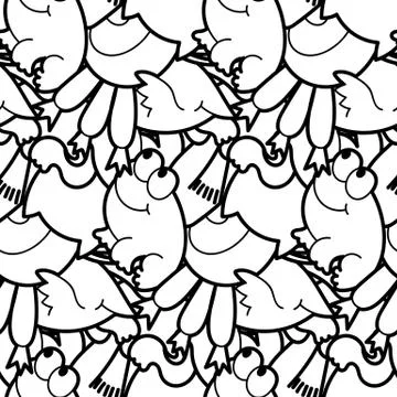 Cute seamless forest pattern with mushrooms. Nice for prints, design, colorin Stock Illustration