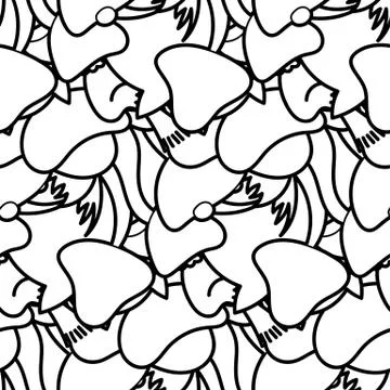 Cute seamless forest pattern with mushrooms. Nice for prints, design, colorin Stock Illustration